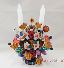 Oaxaca Mexico Tree of Life Candelabra Adam Eve Snake Sun Moon Flowers Birds picture