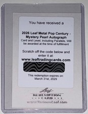 2026 Leaf Pop Century Mystery Pearl Auto Autograph REDEMPTION CARD picture