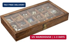 MOOCA Wooden Jewelry Display and Beads Display Storage Case with Tempered Glass picture