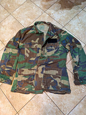 Vintage 1991 USAF 100% Cotton Ripstop Woodland Camo BDU Coat – Medium Long picture