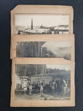 1800s antique 3 PHOTOGRAPHS claremont nh MEN LOG CABIN occupational TIMBER eddy picture