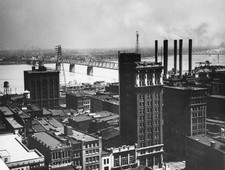 View above Downtown Louisville near Clark Memorial Bridge that con- Old Photo picture
