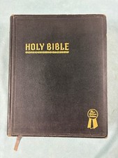 Vintage 1948 Holy Bible New Standard Alphabetical Indexed Hertel KJV Red Letter picture