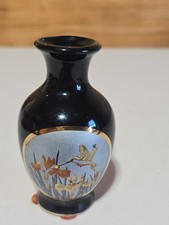 chokin vase japanese Black W/ Hummingird picture