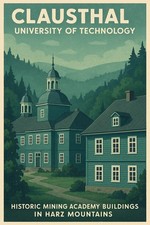 🎓 Clausthal University Vintage Poster - 24x36” 📜 Historic Mining Academy - picture