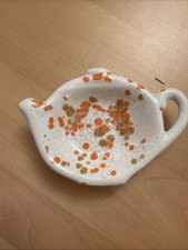 VINTAGE RETRO TEABAG TEA BAG HOLDER TEAPOT SHAPE CERAMIC EXCELLENT CONDITION picture