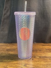Starbucks Iridescent Lavender Silver Studded Cold Cup Tumbler 24oz Venti picture