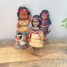 Vintage Native American Indian Dolls Cute Face Set Of 5 picture