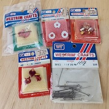 Vintage Westrim glass & filigree 1985 Mini Christmas Tree Ornament 5 Pk eye pins picture