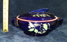 Vtg Hall China Cobalt Blue Garden Sundial Covered Casserole Dish 2068 picture