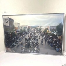 Vtg. 1990 Sturgis Motorcycle Rally Custom Framed Photo-50th Anniversary Main St. picture
