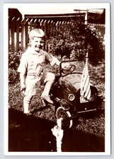 Late 1920s Snapshot~Blond Boy w/Bowlcut~Gendron? Pedal Car w/Lcnse Plate~Reprint picture