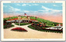 1936 Summit Hotel Uniontown PA Swimming Pool Golf VINTAGE Postcard 4880 picture