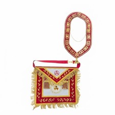 MASONIC ROYAL ARCH PHP PAST HIGH PRIEST APRON WITH COLLAR & JEWEL RED picture