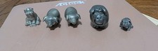 5 Piece Pewter Miniature Pig Figurines picture