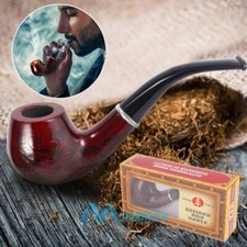 Red Solid Wood Wooden Smoking Pipe Tobacco Cigarettes Cigar Pipes Gift NEW picture