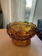 Vintage Indiana Glass Amber Stars And Bars Fairy Lamp * BASE ONLY* picture