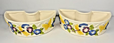 Vintage Avon Garden Patio Ceramic Umbrella Planter Set Floral Butterfly Boxed picture