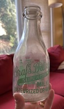 Qt. Graf’s Dairy Milk Bottle Pyro War Bonds & Stamps Dtd 1948 Mobile Alabama AL picture