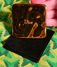 VTG Christian Dior Gold Wavy Compact Mirror, Black Velour Pouch Authentic 1990s  picture