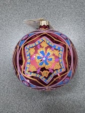Christopher Radko “Festiva” Ornament Ball Christmas Geometric Folk Art Floral picture