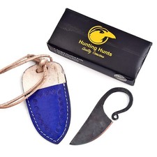 Hand Forged Celtic Knife Carbon Steel Fixed Blade with Blue Leather Neck Sheath picture