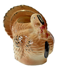 Morton Pottery Ceramic Turkey Planter 5 x 4 1/2 In Vintage Thanksgiving Fall picture