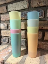 Vintage Retro Tupperware Stackable 16oz Tumblers Pastel Cups Tall Lot Of 8 picture