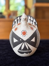 Vintage Acoma Pueblo Pottery Bird Effigy Signed D.C. Native American Southwest picture