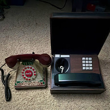 Coca-Cola Rotary Style Telephone, Stained Glass Look, Coke Logo, Wood Box Base picture