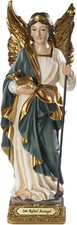 St Raphael Archangel Statue 8in Hand Painted Resin Religious Decor picture