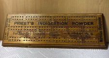 Antique Advertising  Priest 's Indigestion  Powder Cribbage Board  1920's Patina picture