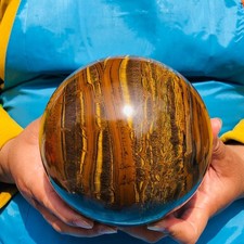 7.65LB Large Natural Tiger's Eye Ball Quartz Crystal Sphere Gem Healing Décor picture
