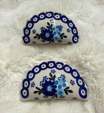 Unikat Vena Handmade polish pottery Ceramic Floral pierogi salt pepper shaker  picture