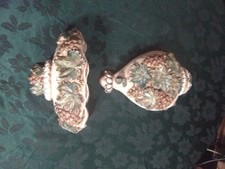 Rare Vintage Two-piece French Country Wall Decoration 1950s Grape Faux Water... picture