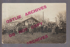 Belleville WISCONSIN RPPC c1919 WW1 VICTORY Celebration DEPOT Train CANNONS WOW picture