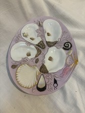 Vintage Two's Company Hand Painted Lavender Color Oyster Serving Dish Plate picture