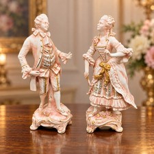 Vintage Rudolf Kammer Saxe Porcelain Lady & Gentleman Pair 740 741 Germany picture
