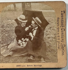 Before Marriage – A Romantic Couple Sharing a Tender Moment Stereoview Card picture