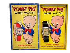 INGRAHAM VINTAGE WALT DYSNEY PORKY PIG WATCH 1950 WITH BOX picture