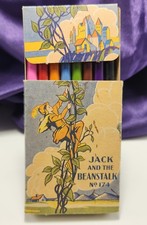 Vintage Eberhard Faber Jack & Beanstalk No 174 8 Color Pencils EASEL Box 1930s picture