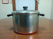 Vintage Revere Ware 1801 Copper Bottom 8 Qt Stock Pot Pre 1968 W/ Lid 2363973 picture