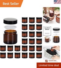 Airtight & UV-Protective 2oz Amber Glass Jar Set - 24 Pack for Travel & Storage picture