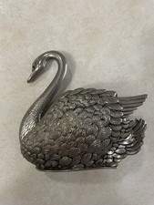Vtg Godinger Silver Plated Bird  Swan Letter/Napkin Holder Figurine Italy 1984 picture