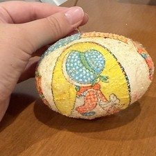 Egg Ornament Holly Hobby Vintage Styrofoam Sugar Frosted Easter Cottagecore picture