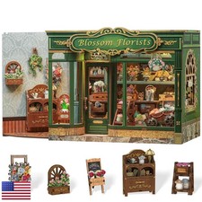 Cutefun Book Nook Kit Blossom Florists 3D Wooden Bookend LED Light Creative Gift picture