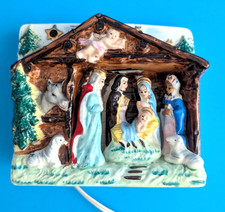 Vintage MCM Porcelain/Ceramic Nativity Manger Scene Plug-in Lamp, 5