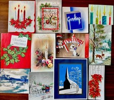 Lot of 12 Vintage MCM Holiday/Christmas Cards 1940s/1950s USED picture