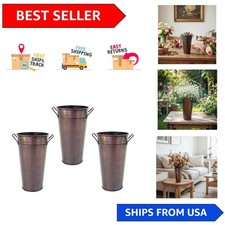 Elegant 3-Piece Antique Bronze Floral Vases - Rustic Charm for Every Occasion picture