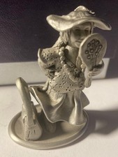 Vintage 1970s Schmid Fine Pewter GIRL HOLDING MIRROR figurine 0026 w/Box RARE picture